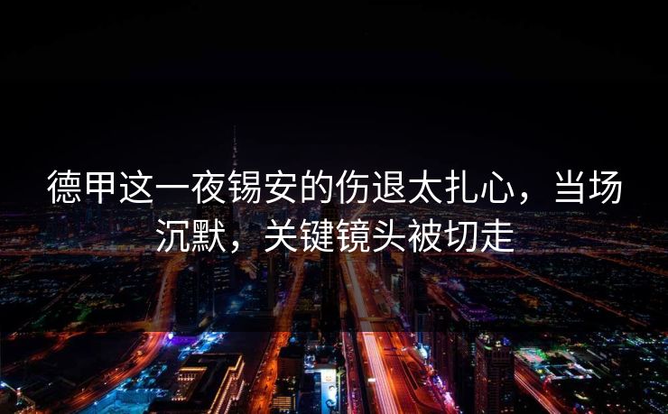 德甲这一夜锡安的伤退太扎心，当场沉默，关键镜头被切走
