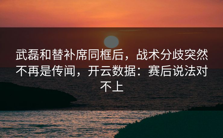 武磊和替补席同框后，战术分歧突然不再是传闻，开云数据：赛后说法对不上