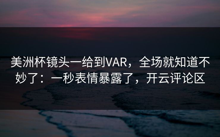 美洲杯镜头一给到VAR，全场就知道不妙了：一秒表情暴露了，开云评论区